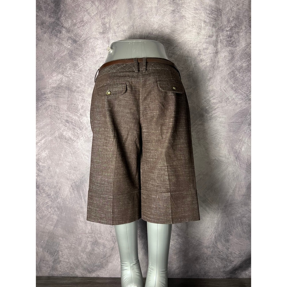 IZ Byer California City Shorts Textured Bermuda Brown Women's Size 9 Heathered - Picture 2 of 11